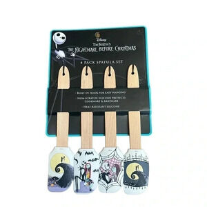 Disney Tim Burton TNBC 4 Pack White Silicone Spatula With Wooden Handle Set